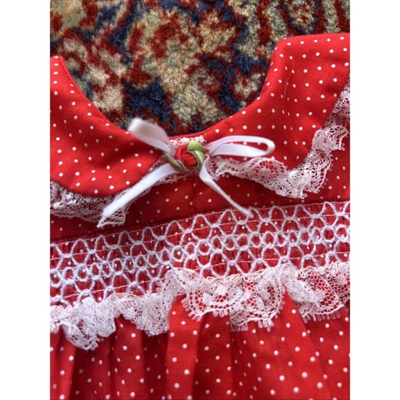 VTG Baby Sears Smocked Red Polka Dot Dress Size Medium (12 months IMO) - Picture 2 of 7